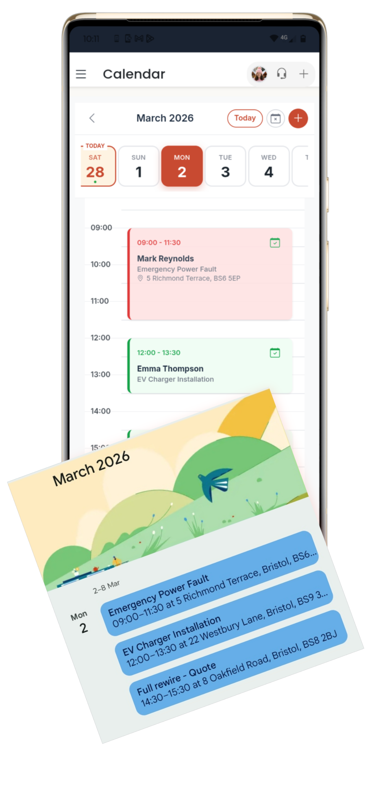 Calendar fills itself with bookings